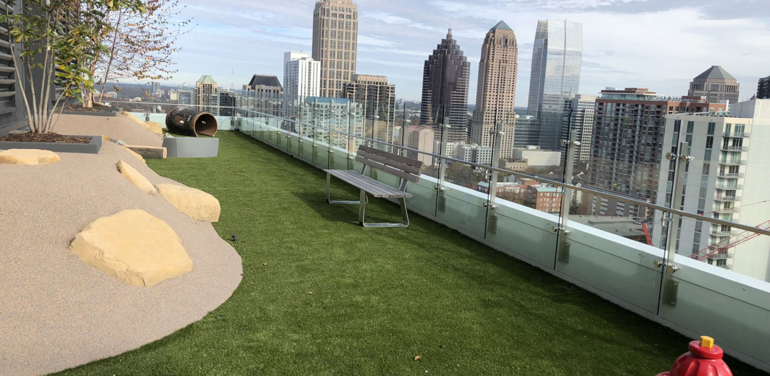 ForeverLawn Atlanta Georgia Artificial Turf Modera Midtown Project K9Grass Classic with Mounds