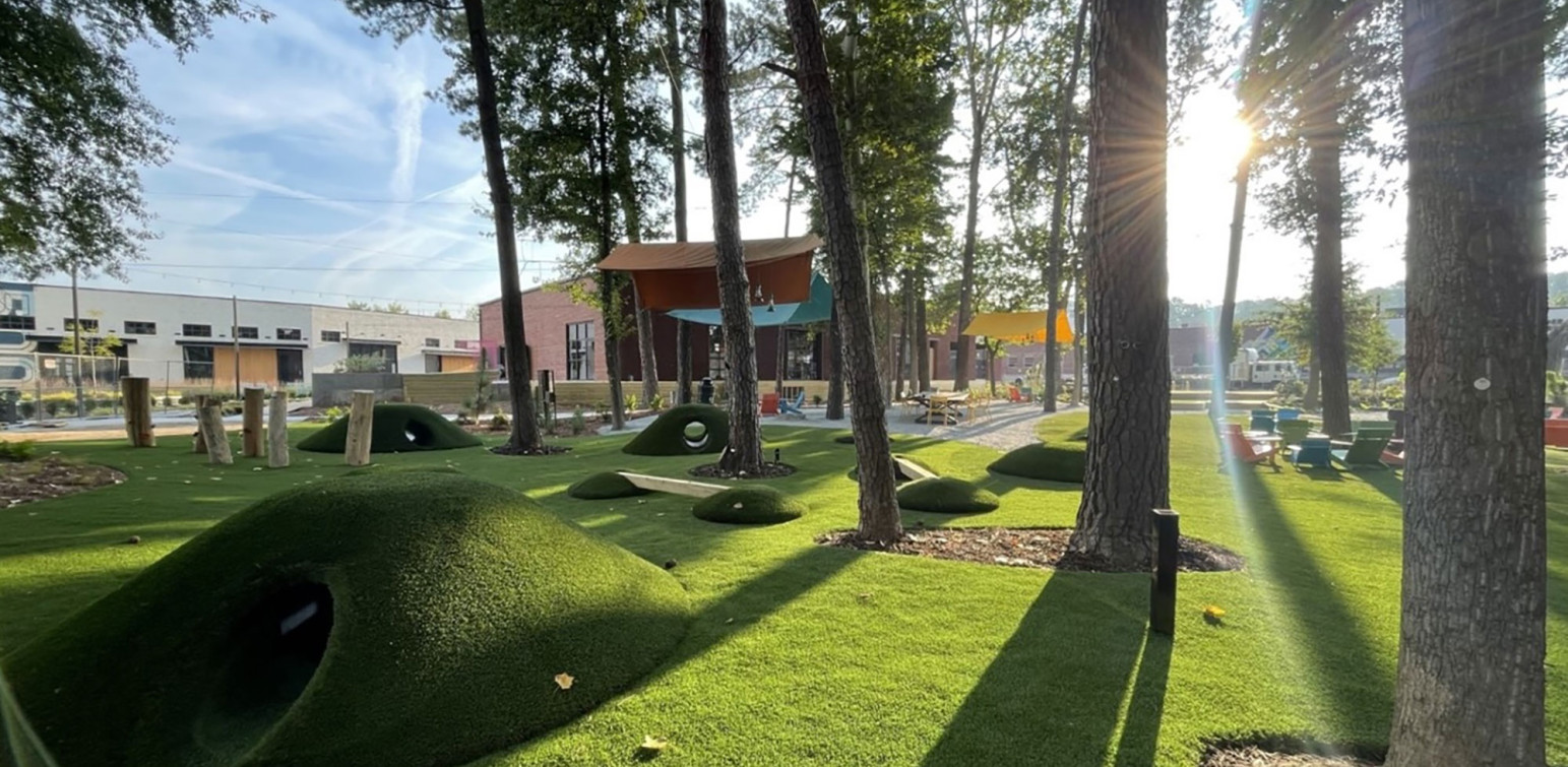 ForeverLawn Atlanta Georgia Artificial Turf Project Playground Grass with Mounds